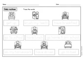 Anglais - Feuilles d'exercices sur le thème de ma routine quotidienne ...