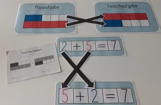 Bild in der Beschreibung des Unterrichtsmaterials Tauschaufgaben - Miniheft für die 1. Klasse (inkl. Tafelmaterial) #silvesterknaller23 von Frau Hal #1