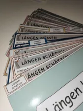 Bild in der Beschreibung des Unterrichtsmaterials Längenkartei mit 30 Aufgabenkarten (mit Lösungen und Laufzettel, Längen schätzen, messen, Längenmaße) von Lernenlernen #1