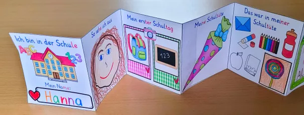 Bild in der Beschreibung des Unterrichtsmaterials Schulanfang Klasse 1 Leporello - Schulstart Kennenlernen von Helles Köpfchen #1