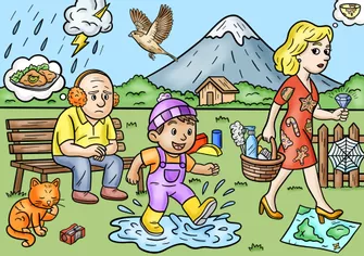 Bild in der Beschreibung des Unterrichtsmaterials Wimmelbild - Wörter mit -tz - mit vielen Aufgaben von Odd Bird & Company #1