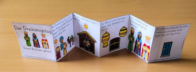 Bild in der Beschreibung des Unterrichtsmaterials Heilige Drei Könige & Sternsinger Leporello Klasse 1-4 von Helles Köpfchen #1