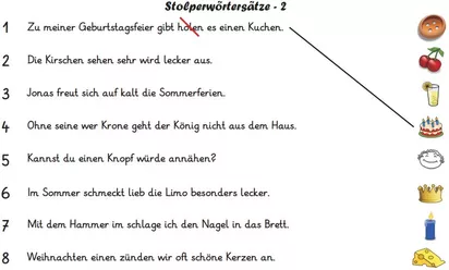 Bild in der Beschreibung des Unterrichtsmaterials 100 Stolperwörtersätze mit Satz-Bild-Zuordnung von abc shop #1