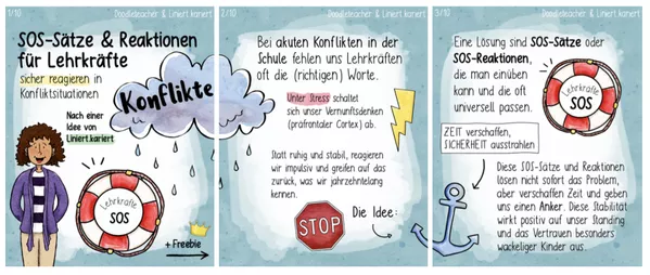 Bild in der Beschreibung des Unterrichtsmaterials SOS-Sätze für Lehrkräfte - in Konfliktsituationen sicher reagieren / Konfliktlösung Stress Unterrichtsstörungen Konflikte von Doodleteacher #3