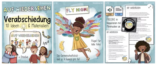 Bild in der Beschreibung des Unterrichtsmaterials Abschluss Flügel / Verabschiedung & Mutmachwand / Zeugnis Beigabe + Kita von Doodleteacher #5
