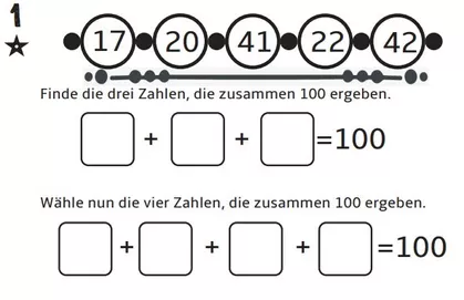 Bild in der Beschreibung des Unterrichtsmaterials Welche Zahlen ergeben 100? Addition im ZR 100 (22 Aufgaben) von abc shop #1