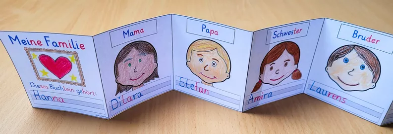 Bild in der Beschreibung des Unterrichtsmaterials Meine Familie Klasse 1 und 2 - Leporello Familienmitglieder von Helles Köpfchen #1