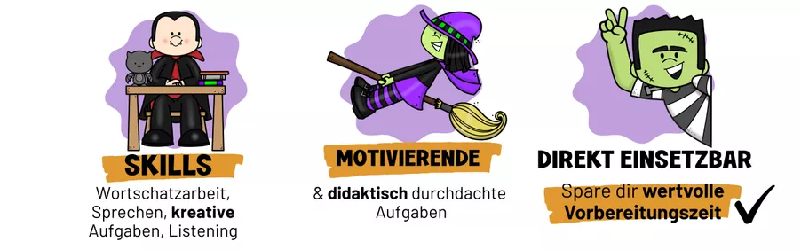 Bild in der Beschreibung des Unterrichtsmaterials Halloween Englisch | XL Materialpaket | Englischunterricht | Klasse 5 - 7 | Listening, Wortschatz, Speaking von ms.doubtfire #2