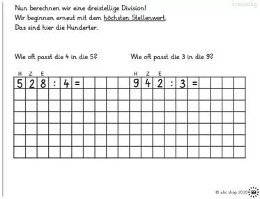 Bild in der Beschreibung des Unterrichtsmaterials Schriftliche Division - Das Selbstlernheft (die Schriftliche Division kleinschrittig erarbeiten) von abc shop #1