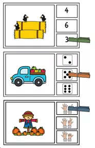 Bild in der Beschreibung des Unterrichtsmaterials Herbst: Mengen und Zählen im Zahlenraum 10 - Klammerkarten von DieRelitante #1