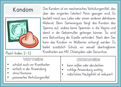 Bild in der Beschreibung des Unterrichtsmaterials Sexualerziehung - Verhütung - Wissenskartei und Forscherheft - mit Lösungen von Odd Bird & Company #2