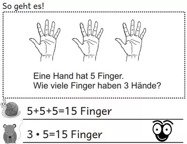 Bild in der Beschreibung des Unterrichtsmaterials Einführung in das Einmaleins - handlungsorientierte Aufgaben (Selbstlernheft) von abc shop #1