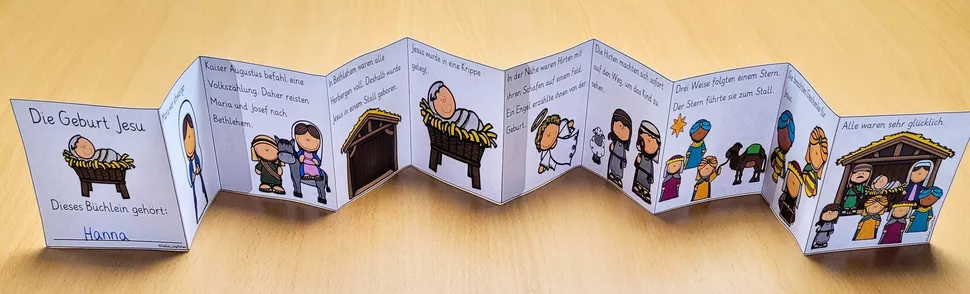 Bild in der Beschreibung des Unterrichtsmaterials Biblische Weihnachtsgeschichte Religion Kl. 1-2 LEPORELLO von Helles Köpfchen #1