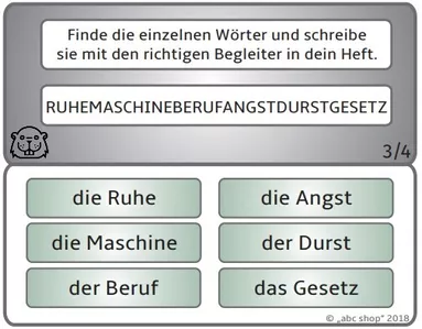 Bild in der Beschreibung des Unterrichtsmaterials Wörterketten - 40 Karten zum Lesetraining zu Wortgrenzen von abc shop #2