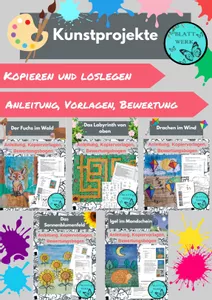 Bild in der Beschreibung des Unterrichtsmaterials Igel im Mondschein: Kunstprojekt mit Anleitung, Kopiervorlagen und Bewertungsbogen, Herbst von Blattwerk #1