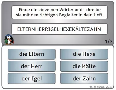 Bild in der Beschreibung des Unterrichtsmaterials Wörterketten - 40 Karten zum Lesetraining zu Wortgrenzen von abc shop #1