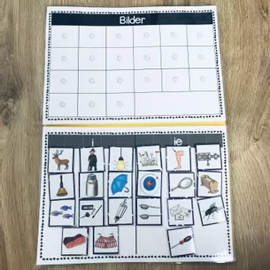 Bild in der Beschreibung des Unterrichtsmaterials Klettmappe (Klettlernmappe) - Wörter mit i und ie von The Growing Firsties #2