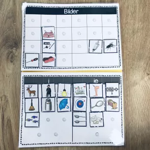 Bild in der Beschreibung des Unterrichtsmaterials Klettmappe (Klettlernmappe) - Wörter mit i und ie von The Growing Firsties #3