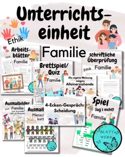 Bild in der Beschreibung des Unterrichtsmaterials Ausmalbild: gemusterte Menschenkette, Familie von Blattwerk #1