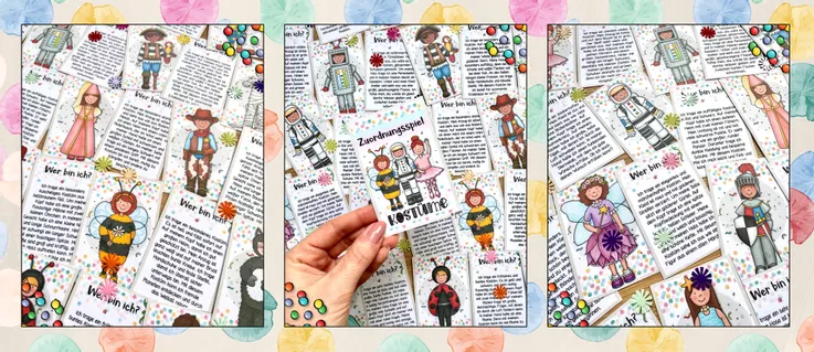 Bild in der Beschreibung des Unterrichtsmaterials Lese-Zuordnungsspiel: Fasching / Karneval / Kostüme von Janetti #1