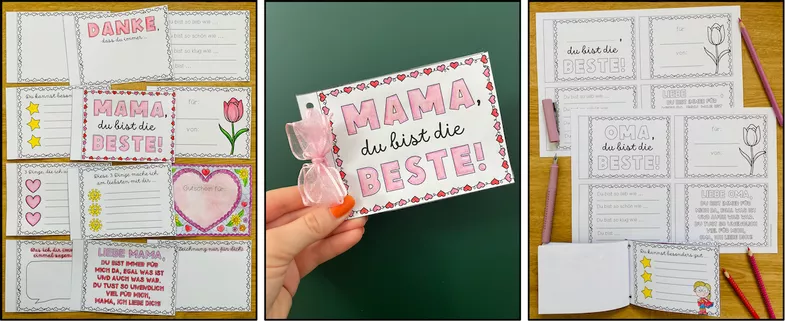 Bild in der Beschreibung des Unterrichtsmaterials Muttertag - Büchlein (verschiedene Bastelvorlagen) von Unterrichtmitspass #1