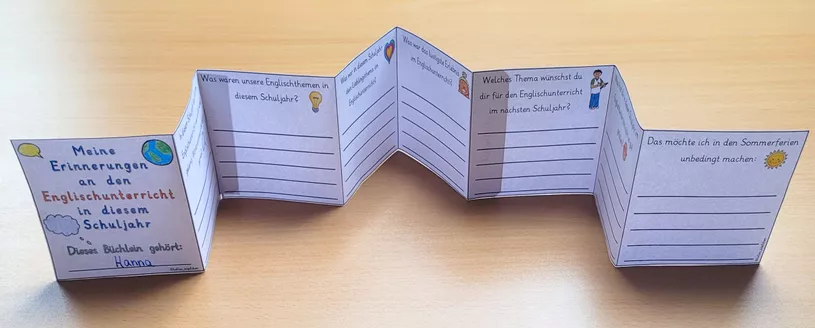 Bild in der Beschreibung des Unterrichtsmaterials Rückblick Englischunterricht Schuljahresende - Leporello von Helles Köpfchen #1