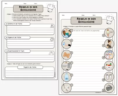Bild in der Beschreibung des Unterrichtsmaterials Regeln in der Schulküche – Arbeitsblatt, Poster (Ich- & Wir-Form) & Zuordnungsspiel von arbeitslehrerin #2