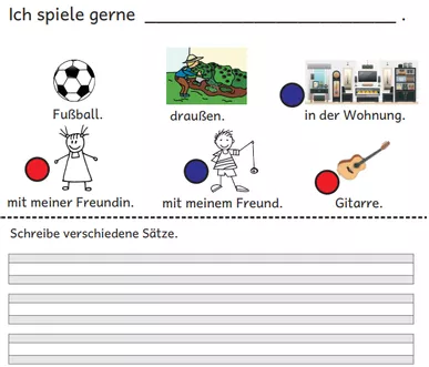Bild in der Beschreibung des Unterrichtsmaterials Sätze beenden im DaZ-Unterricht - einfache Satzanfänge vervollständigen (DaZ/DaF) von abc shop #1