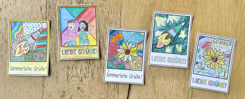 Bild in der Beschreibung des Unterrichtsmaterials Sommer Set 2 - Pop-Art und Mosaik / Sommerliche Grüße Postkarten von Doodleteacher #1