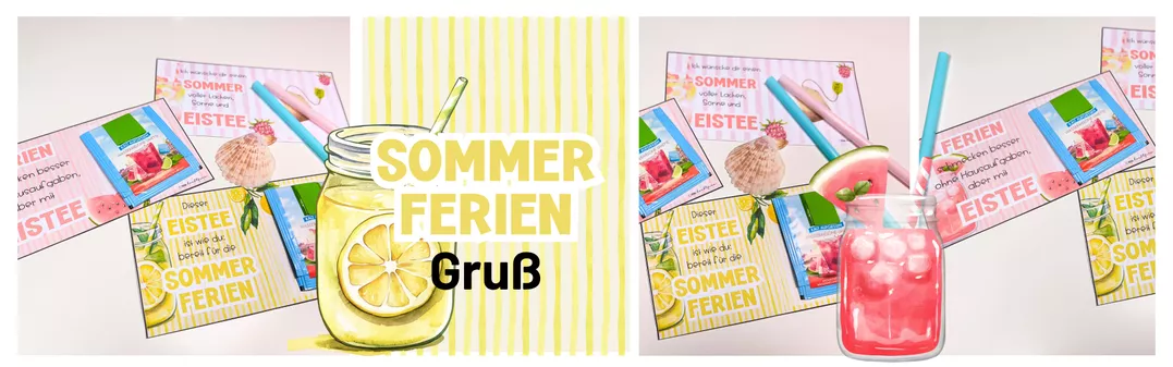 Bild in der Beschreibung des Unterrichtsmaterials Feriengruß Sommerferien: Eistee von ms.doubtfire #1