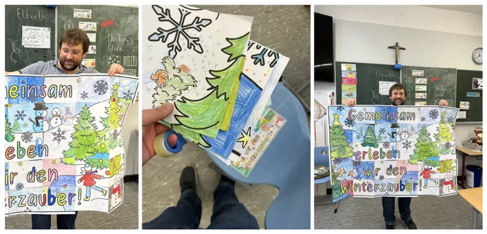 Bild in der Beschreibung des Unterrichtsmaterials Gemeinschaftsbild / kooperatives Poster - Winter / Winterzeit / Winterzauber von Doodleteacher #1