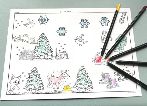Bild in der Beschreibung des Unterrichtsmaterials Winter Zuhören und Malen (Lesen) Hörverstehen Klasse 1, Klasse 2, Klasse 3, Vorschule von LernTagebuch #1