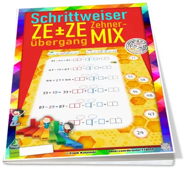 Bild in der Beschreibung des Unterrichtsmaterials Stufe 8d: schrittweiser Zehnerübergang ZE±ZE Mix (± Lehrgang Zahlenraum 100, Stufe 8/8) von Stolpersteine #9