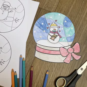 Bild in der Beschreibung des Unterrichtsmaterials Bastelvorlage | Schneekugeln Familie Schneemann von mehiläinen #1