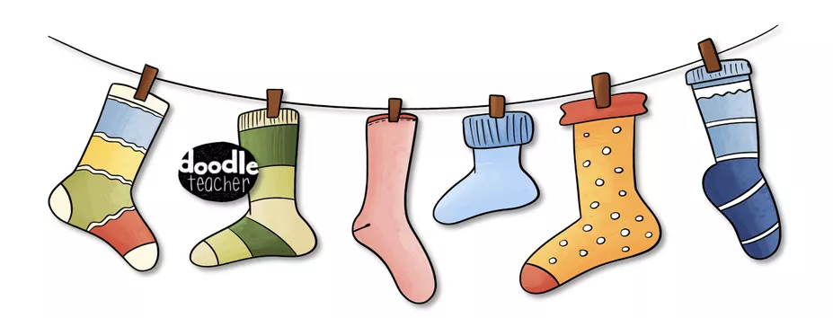 Bild in der Beschreibung des Unterrichtsmaterials Schuljahresbeginn: Alle verschieden / coole Socken - Steckbriefe / Türbild / Dekoration Schuljahresanfang von Doodleteacher #2