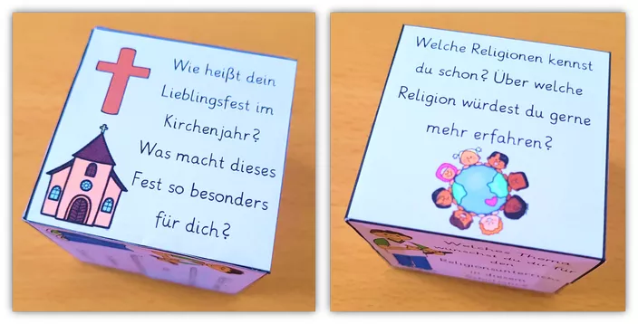 Bild in der Beschreibung des Unterrichtsmaterials Religion Neues Schuljahr - Erzählwürfel Schulstart von Helles Köpfchen #1