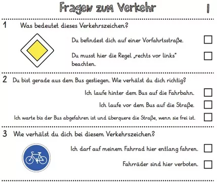 Bild in der Beschreibung des Unterrichtsmaterials 6 Fragebögen zur Verkehrserziehung (Verkehrsschilder, Fahrrad) von abc shop #1