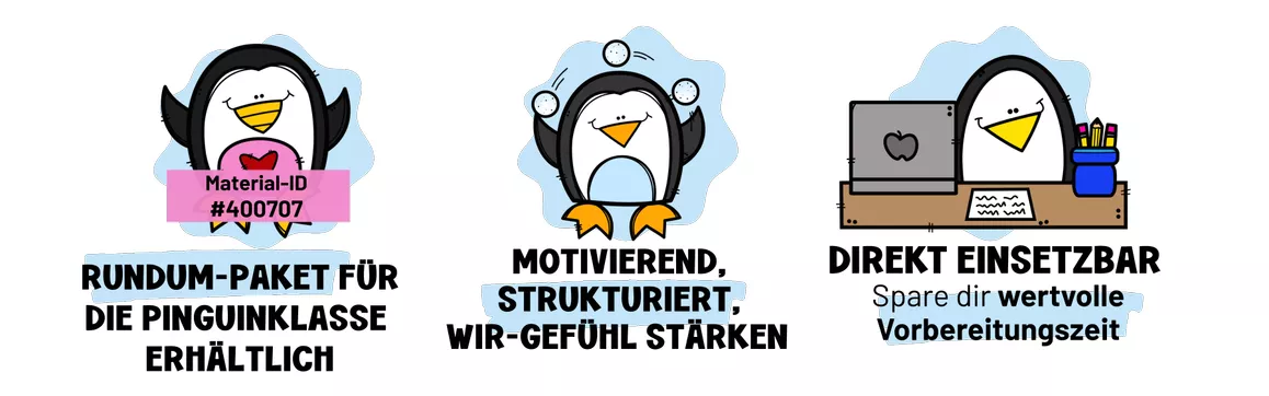 Bild in der Beschreibung des Unterrichtsmaterials Pinguinklasse | Wimpelkette Klassenzimmer | Deutsch, Mathe, Englisch von ms.doubtfire #1