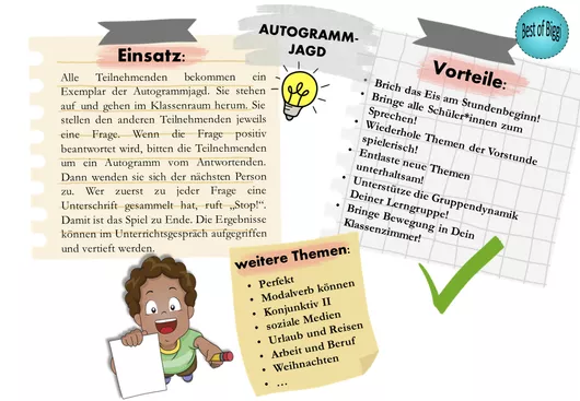 Bild in der Beschreibung des Unterrichtsmaterials Autogrammjagd Sport Wortschatz ab A2 DaF DaZ Spiel Bingo von Best_of_Biggi #1