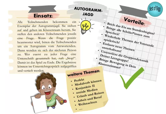 Bild in der Beschreibung des Unterrichtsmaterials Autogrammjagd Film & Fernsehen Wortschatz ab A2 DaF DaZ Spiel Bingo von Best_of_Biggi #1