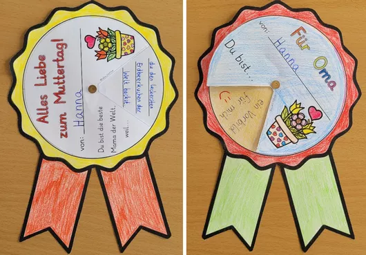 Bild in der Beschreibung des Unterrichtsmaterials Muttertag – Geschenk Mama Oma – DREHSCHEIBE BASTELN von Helles Köpfchen #1