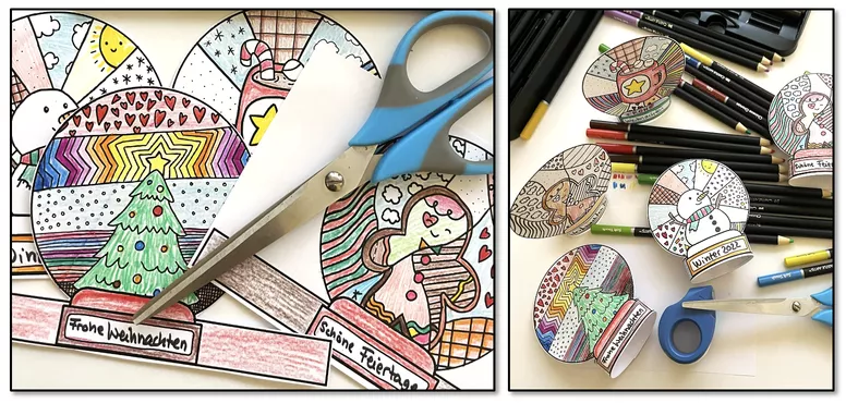 Bild in der Beschreibung des Unterrichtsmaterials Kreative Schneekugeln zum Basteln - Winter / Weihnachten von Doodleteacher #1
