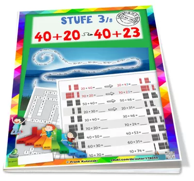 Bild in der Beschreibung des Unterrichtsmaterials Stufe 3: Aufgaben vom Typ 40+20 => 40+23 (± Lehrgang Zahlenraum 100, Stufe 3/8, Z+ZE) von Stolpersteine #9