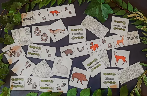 Bild in der Beschreibung des Unterrichtsmaterials Ökosystem Wald - Spuren der Waldtiere - Domino und Was-gehört-zusammen-Spiel von Dr.Teach #1
