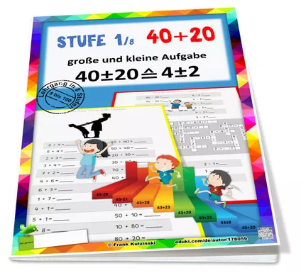Bild in der Beschreibung des Unterrichtsmaterials Analogieaufgaben 40±20 ähneln 4±2 (± Lehrgang bis 100 Stufe 1a/8) von Stolpersteine #6