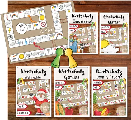 Bild in der Beschreibung des Unterrichtsmaterials Spielfelder - Wortschatz - DaZ von FreuleinBerg #1