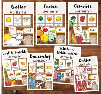 Bild in der Beschreibung des Unterrichtsmaterials Wortkarten - Materialpaket (DaZ, DaF) von FreuleinBerg #1