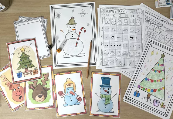 Bild in der Beschreibung des Unterrichtsmaterials Schneemann würfeln und malen / Schneemänner + Kreatives Schreiben & Ausmalbilder von Doodleteacher #1