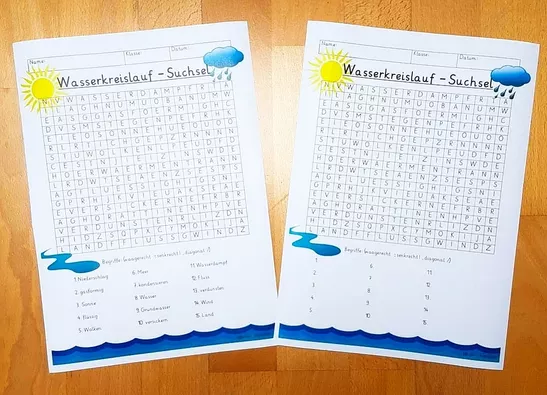 Bild in der Beschreibung des Unterrichtsmaterials Wasserkreislauf SUCHSEL Sachunterricht Grundschule von Helles Köpfchen #1
