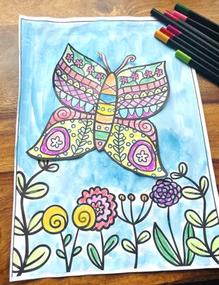 Bild in der Beschreibung des Unterrichtsmaterials Ausmalbilder Schmetterling Frühling, Sommer Bastelvorlage von LernTagebuch #1
